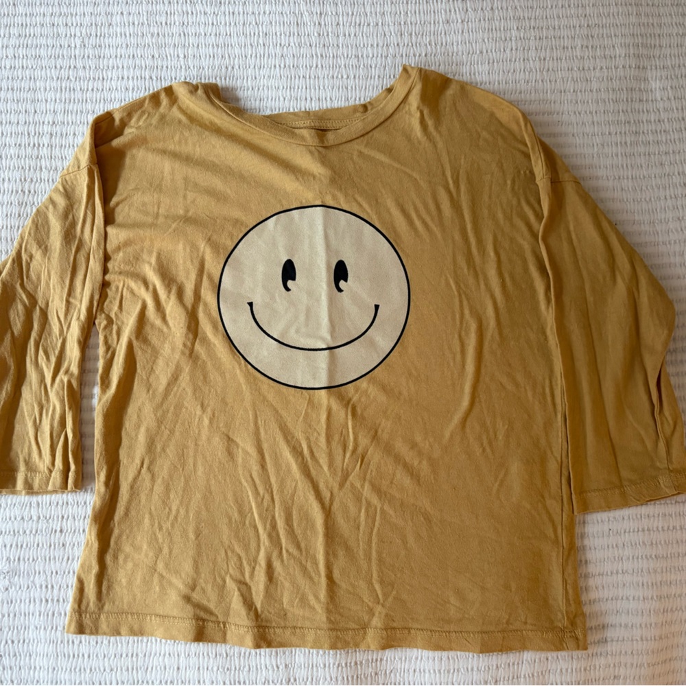 Little Urban Apparel Happyface Gold/Tan Long Sleeve TShirt size 6-7